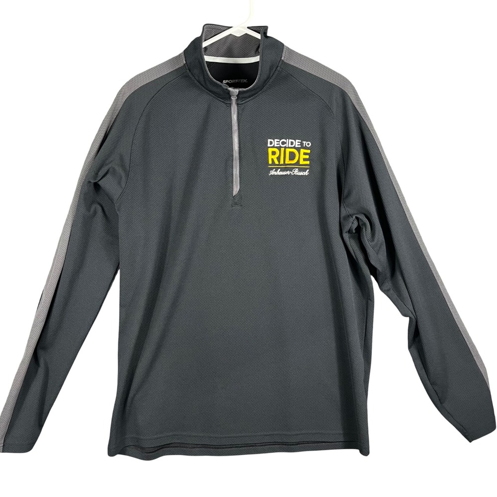Sport-Tek Quarter Zip Pullover Mens XL Black Anheuser-Busch‎ Decide To Ride Logo